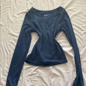 Hollister Blue Fitted Long Sleeve Blouse